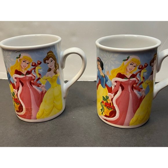 Disney Princess coffee mug cup 2008 Holiday Christmas set of 2 - Picture 3 of 9